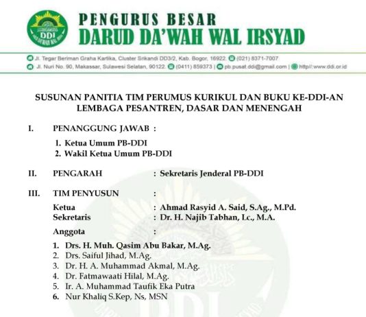 SK Tim Perumus Kurikulum dan Buku Ke-DDI-an